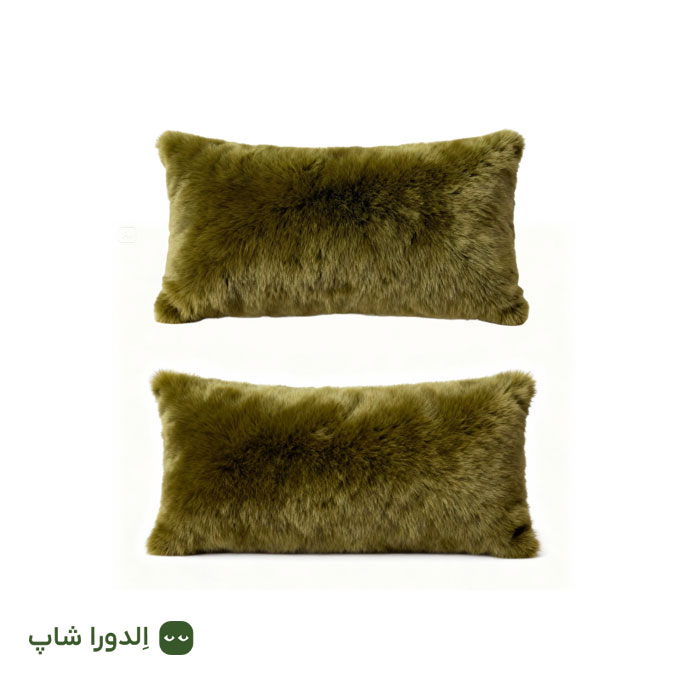 کوسن مستطیلی با رویه خز بلند جفت