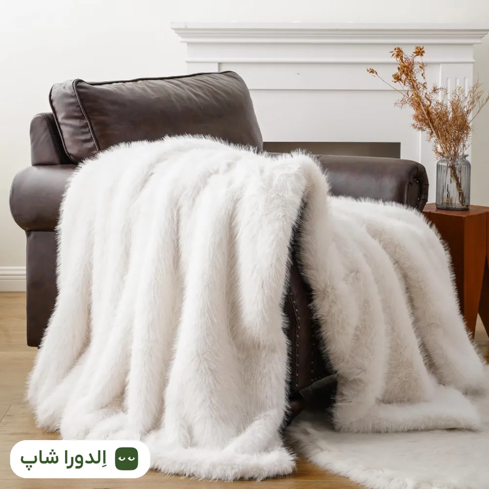 شال مبل خز بلند مدل ابری ـ یک‌رنگ