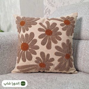 رویه کوسن کتان طرح گل درشت