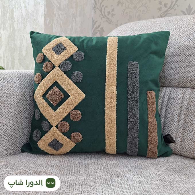 رویه کوسن مخمل طرح هندسی