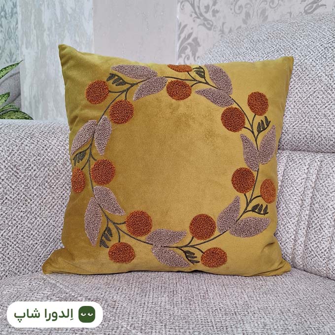 رویه کوسن مخمل طرح گردونه‌ی شکوفه