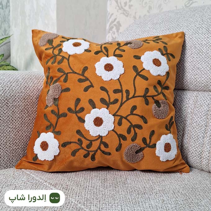 رویه کوسن مخمل طرح شکوفه باران